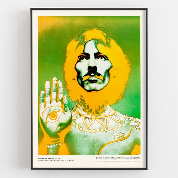 George Harrison Psychedelic Portrait Poster by Richard Avedon, The Beatles Mystic George, Man Cave Decor, Band Music Wall Art, Gifts for Him