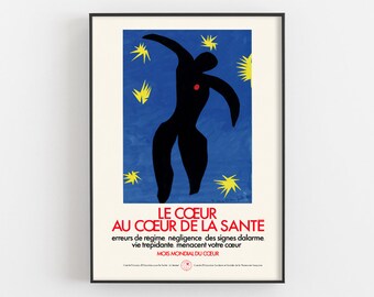 Henri Matisse JAZZ Dance, Le Coeur Au Coeur De La Sante, Abstract Figure Print, French Wall Decor, Heart Health Awareness Exhibition Poster