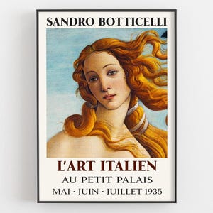 Sandro Botticelli Exhibition Poster, The Birth Of Venus Print, Italian Renaissance Art, Classical Painting, Museum Wall Decor, Artist Gifts