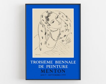 Matisse Exhibition Print, Museum Wall Art, Henri Matisse Troisieme Biennale du Peinture, Menton, Woman Artwork, Figure Drawing, Artist Gifts