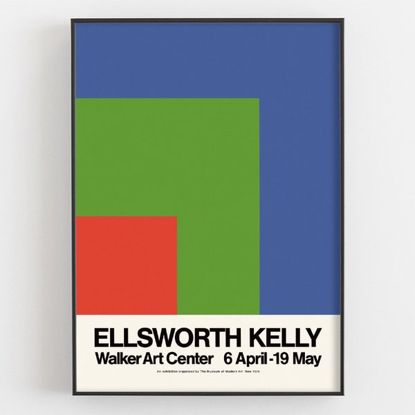 Ellsworth Kelly Poster, Walker Art Center Exhibition Print, design suisse vintage, art mural abstrait, décor rétro géométrique, cadeau minimaliste