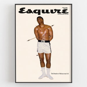 The Passion of Muhammad Ali Poster, Esquire Magazine Cover Print, Heavyweight Championship Boxing Decor, Man Cave Sports Wall Art, Fan Gifts