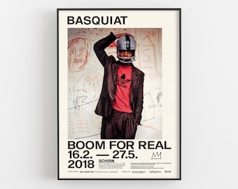 Jean Michel Basquiat - Boom for Real - Tentoonstelling Poster, SCHIRN Museum Print, Voetbal helm foto, Film Muur Decor, Fan Art Geschenken