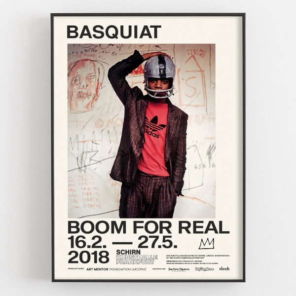 Jean Michel Basquiat - Boom for Real - Ausstellungsposter, SCHIRN Museum Print, Fußballhelm Fotografie, Film Wanddekoration, Fan Art Geschenke