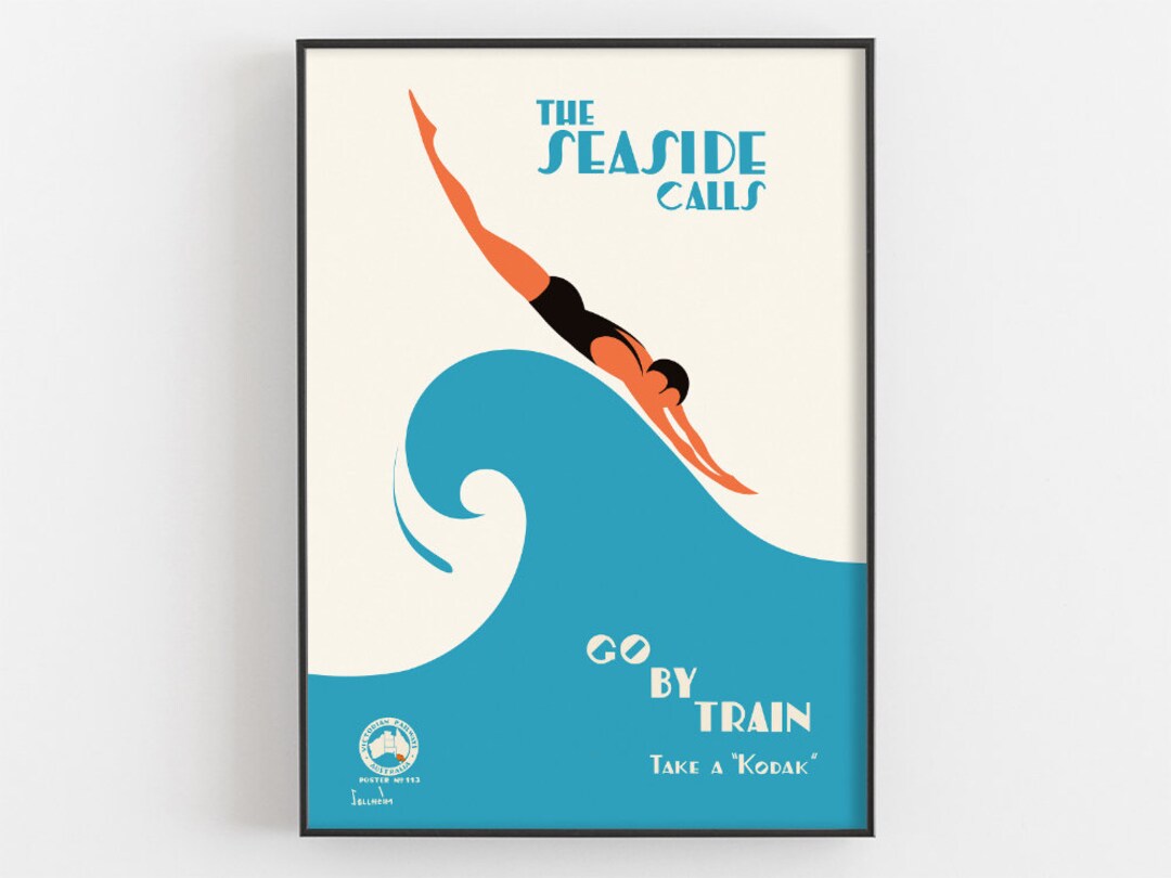 The Seaside Calls, Australian Travel Poster, Beach House Decor, Kodak