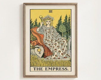 The Empress Tarot Card Printable, Rider Waite Major Arcana III Mystical Wall Art Decor, Occult Gift, Queen Tarot 3, Digital Download
