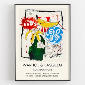 Warhol & Basquiat Collaboration Artwork, Bananas Exhibition Poster, Jean Michel Giclée Print, Andy Warhol Wall Decor, Fan Art Gift Idea, GE