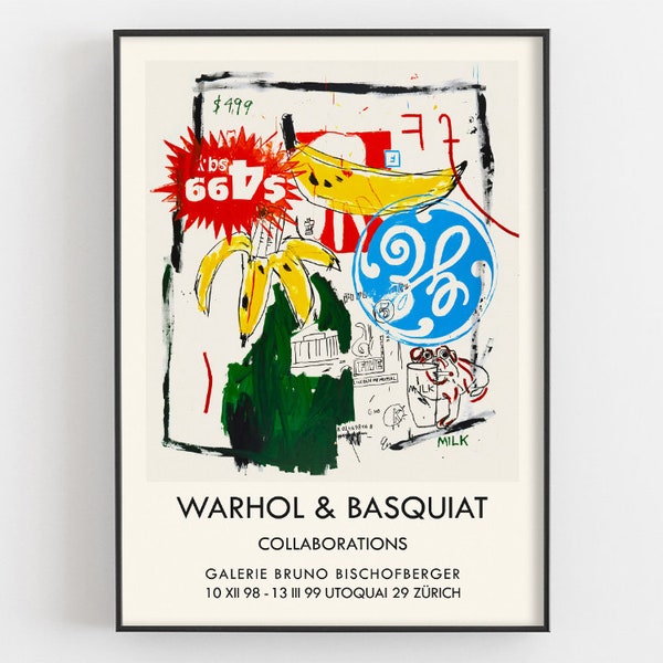 Warhol & Basquiat Collaboration Artwork, Bananas Exhibition Poster, Jean Michel Giclée Print, Andy Warhol Wall Decor, Fan Art Gift Idea, GE