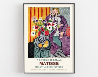 アンリ・マティス展ポスター - 紫色のローブとアネモネ - 静物画