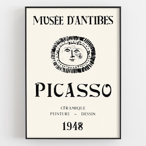 Picasso Musee D&#39;Antibes Print, Picasso Exhibition Poster, Ceramique Peinture Dessin 1948, Ceramic drawing Art, Living Room Wall Decor, Gifts