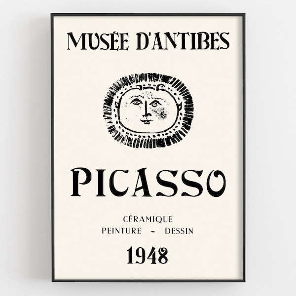 Picasso Musee D'Antibes Print, Picasso Exhibition Poster, Ceramique Peinture Dessin 1948, Ceramic drawing Art, Living Room Wall Decor, Gifts