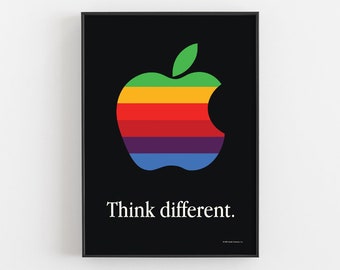 Apple Think Different Advertising Poster, MAC Personal Computer Logo Print, Technology Wall Art, Office Room Decor, Steve Jobs Fan Gift