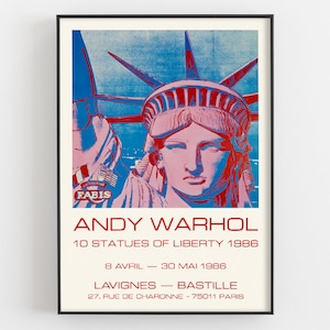 Andy Warhol Statue of Liberty Art, Vintage Exhibition Poster, American National Monument Giclée Print, Traveler Gift, Museum Wall Decor