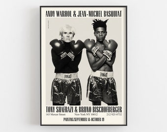 Affiche de boxe Warhol Basquiat, Tirage Jean-Michel Giclée, Photographie Basquiat, Idée cadeau Fan Art, Impression d’exposition, Décor mural Andy Warhol