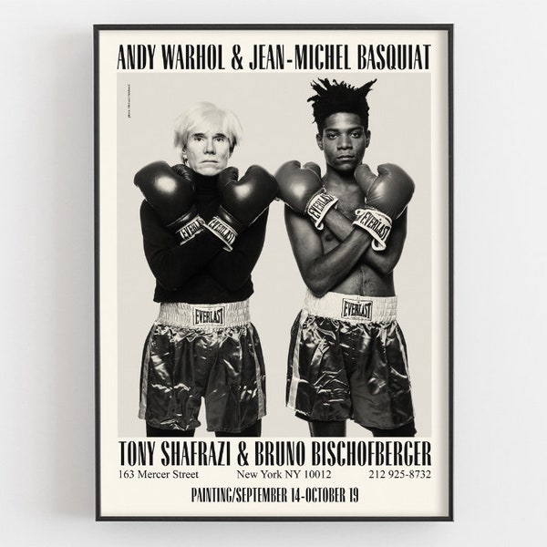 Affiche de boxe Warhol Basquiat, Tirage Jean-Michel Giclée, Photographie Basquiat, Idée cadeau Fan Art, Impression d’exposition, Décor mural Andy Warhol