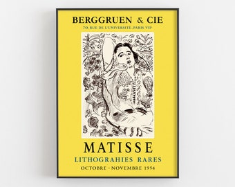 Matisse Exhibition Print, Woman Artwork, Museum Wall Art Decor, Henri Matisse Mourlot Paris Affiche entoilée, Figure Drawing, Artist Gifts