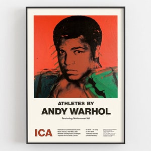 Muhammad Ali Pop Portrait, Athletes By Andy Warhol Exhibition Poster, Giclée Print, Professional Boxer Gifts, Game Room Decor, Gym Wall Art