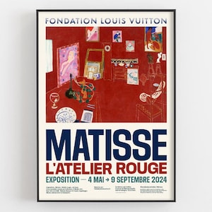 Henri Matisse L&#39;Atelier Rouge Poster della mostra, Pittura Matisse Red Studio, Stampa Giclée del Museo, Decorazione d&#39;arte moderna, Regali per studenti e artisti