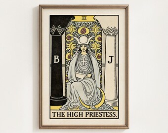 High Priestess Tarot Card Printable, Rider Waite Major Arcana II Mystical Wall Art Decor, Occult Gift, TORA Tarot 2, Digital Download