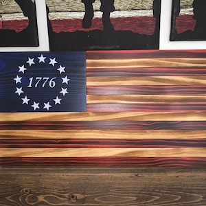 Wood Handcrafted Betsy Ross Flag
