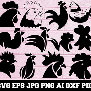 Chicken Head SVG - Chicken Head Silhouette - SVG Cut Files - Chicken Bundle SVG - Chicken Clipart- Chicken Head Cut File - Instant Download