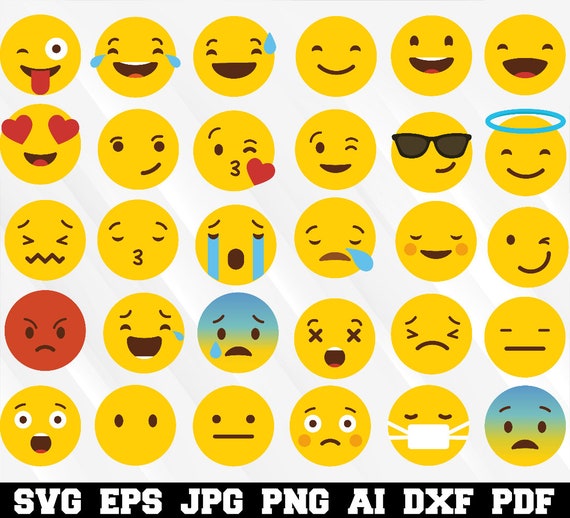 Emoji SVG - Emoji Silhouette - SVG Cut Files - Emoji Bundle SVG - Emoji Clipart - Emoji Cut File - Emoji Vector - Instant Download