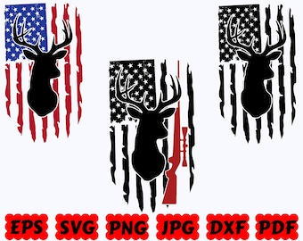 Deer Hunt Flag SVG | Hunting Flag SVG | Deer Head SVG | Hunting Svg | Hunter Svg | Cut Files for Cricut & Silhouette | Svg Eps Dxf Png Jpg