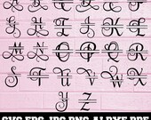 Split Monogram Font SVG - Split Font Cut File - Split Alphabet SVG - Split Letters SVG - Font Cut File - Split Monogram - Instant Download