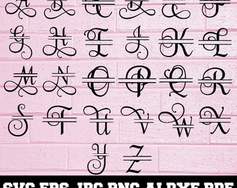Split Monogram Font SVG - Split Font Cut File - Split Alphabet SVG - Split Letters SVG - Font Cut File - Split Monogram - Instant Download