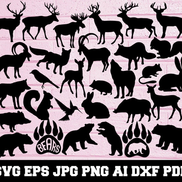 Forest Animal SVG - Silueta de animales del bosque - Paquete de animales del bosque SVG - Clipart de animales del bosque - Archivo de corte de animales del bosque - descarga instantánea