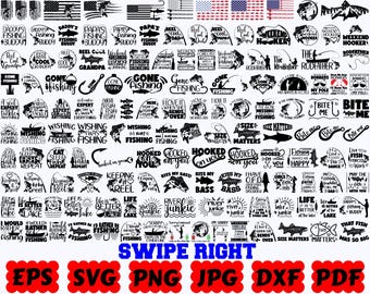 SVG de pesca / SVG de pescador / SVG de pez / SVG de anzuelo / Archivos de corte para Cricut y Silhouette / Frase / Dicho / Eps Dxf Png Jpg / Uso comercial