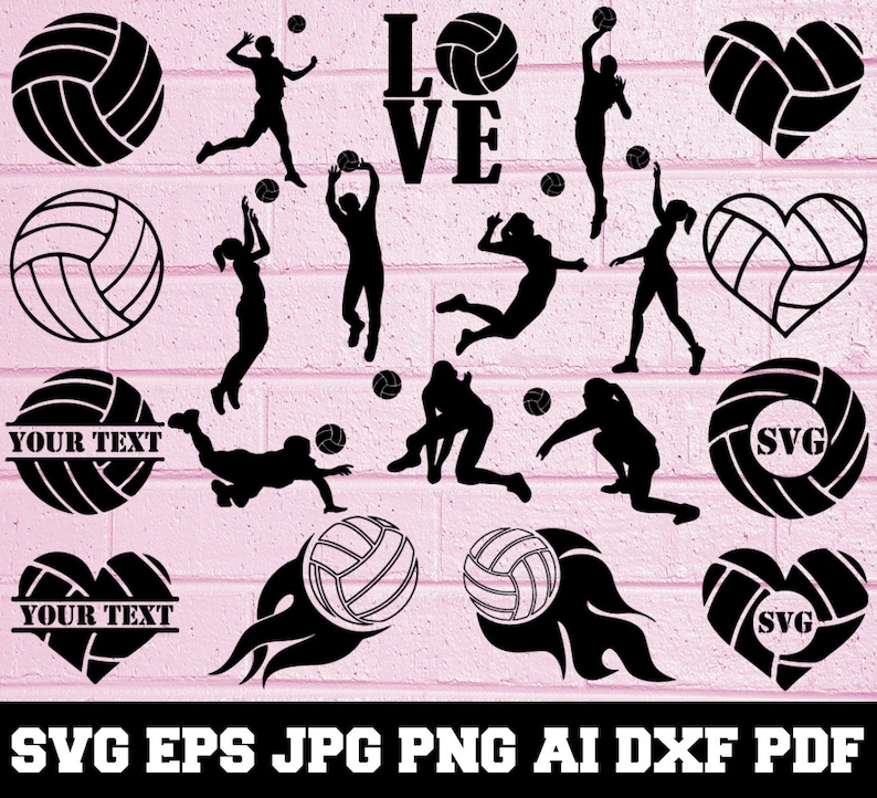 Download Volleyball SVG Volleyball Silhouette SVG Cut Files | Etsy
