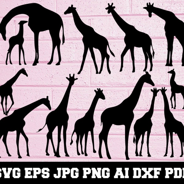 Giraffe SVG - Giraffe Silhouette - Animal SVG - Giraffe Bundle SVG - Giraffe Clipart - Giraffe Cut File - Giraffe Vector - Instant Download