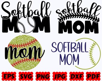 Softball Mom SVG | Softball SVG | Sport SVG | Cut Files for Cricut & Silhouette | Svg Eps Dxf Png Jpg Pdf | Commercial Use