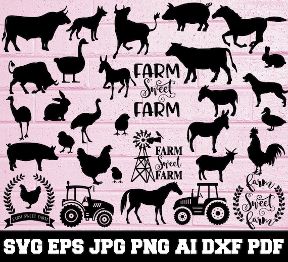 Download Farm Animal Svg Animal Silhouette Animal Svg Farm Animal Etsy PSD Mockup Templates