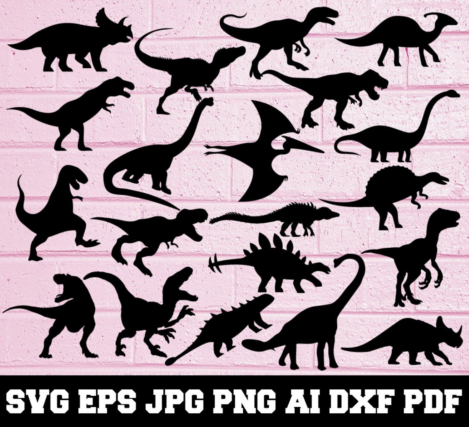 Dinosaur SVG Dinosaur Silhouette SVG Cut Files Dinosaur - Etsy