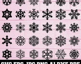 Snowflake SVG - Snowflake Silhouette - Snowflake Bundle SVG - Snowflake Clipart - Snowflake Cut File - Winter Cut File - Instant Download