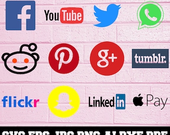 Social Media SVG- Media SVG- Social Media Silhouette- Social Media Bundle SVG- Social Media Clipart- Social Media Cut File-Instant Download