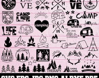 Camping SVG - Camping Silhouette - Camp Life SVG - Camping Bundle SVG - Camping Clipart- Camping Cut File- Adventure Svg - Instant Download