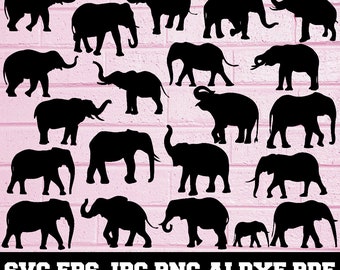 Olifant SVG - Olifant Silhouet - SVG Cut Files - Elephant Bundle SVG- Elephant Clipart- Elephant Cut File- Animal Svg- Instant Download