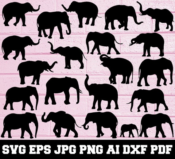 Elephant SVG - Elephant Silhouette - SVG Cut Files - Elephant Bundle SVG- Elephant Clipart- Elephant Cut File- Animal Svg- Instant Download