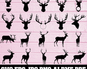 Deer SVG - Deer Antler Svg - Deer Silhouette - SVG Cut Files - Deer Bundle SVG - Deer Clipart- Deer Cut File- Deer Vector- Instant Download