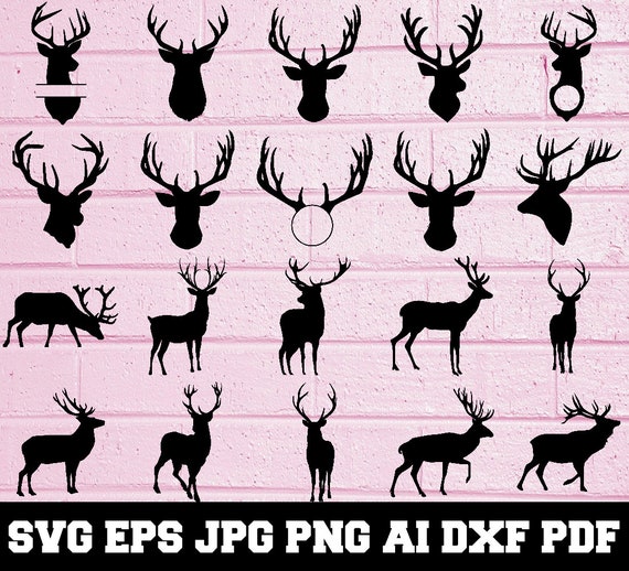Deer Antlers SVG Deer Antlers Silhouette Clipart Download Deer