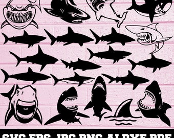 Shark SVG- Sea Animal Svg- Shark Silhouette- SVG Cut Files- Shark Bundle SVG- Shark Clipart- Shark Cut File- Shark Vector- Instant Download