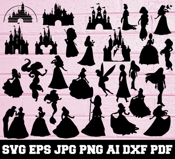 Disney Princess Svg Disney Princess Silhouette Disney Etsy