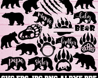 Bear SVG - Animal Svg - Bear Silhouette - SVG Cut Files - Bear Bundle SVG - Bear Clipart - Bear Cut File - Bear Vector - Instant Download