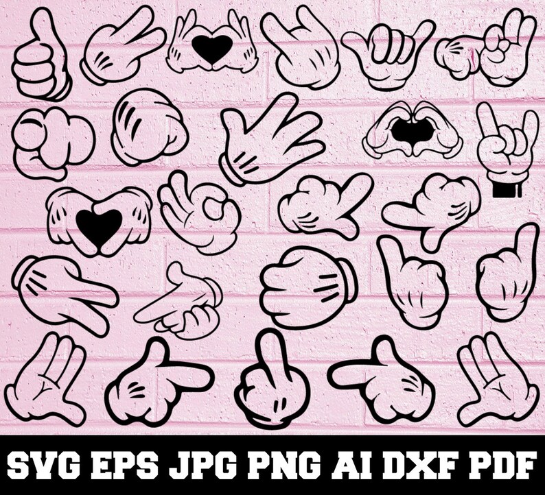Mickey Hands SVG Mickey Hands Silhouette Mickey Hands Etsy