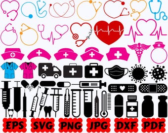 Nurse Silhouette | Stethoscope SVG | Nurse SVG | Nurse Life Svg | Cut File for Cricut & Silhouette | Svg Eps Dxf Png Jpg Pdf |Commercial Use