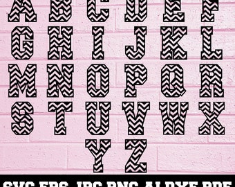 Chevron Font SVG - Chevron Cut File - Chevron Alphabet SVG - Chevron Letters SVG - Font Cut File - Chevron Monogram - Instant Download