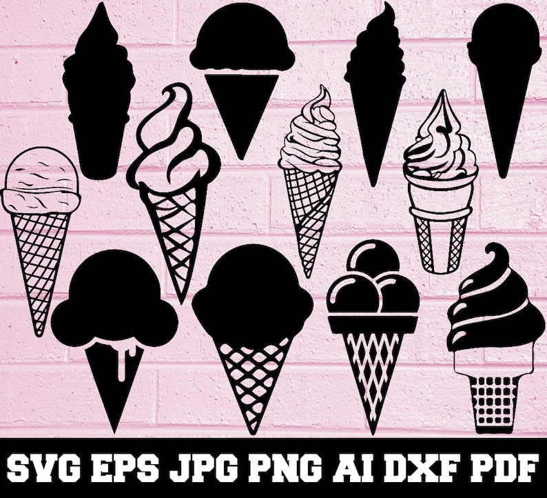 Ice Cream Cut File Ice Cream Silhouette Ice Cream SVG SVG Cut Files Instant Download Ice Cream Bundle SVG Ice Cream Clipart